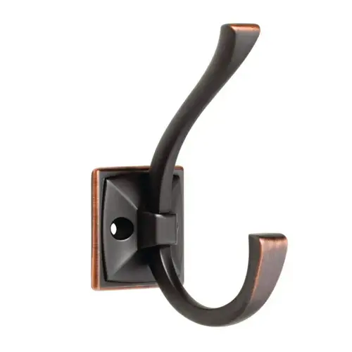 Coat and Hat Hook, 4-3/8 in (111 mm) Length - Bronze/Copper Highlights, Ruavista by Bronze/Copper Highlights