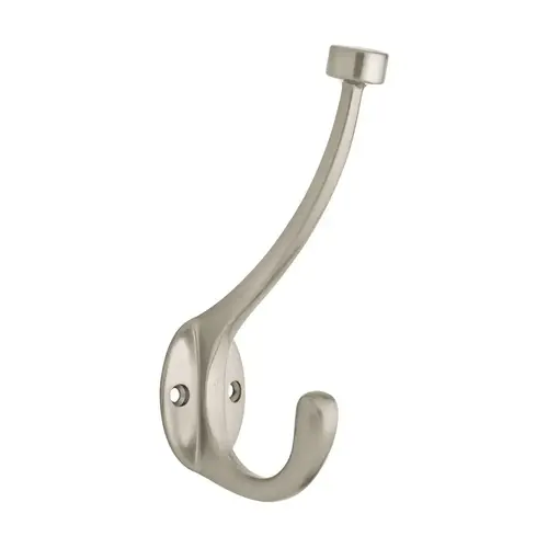Coat and Hat Hook, 1-7/16 in (37 mm) Width - Satin Nickel, 