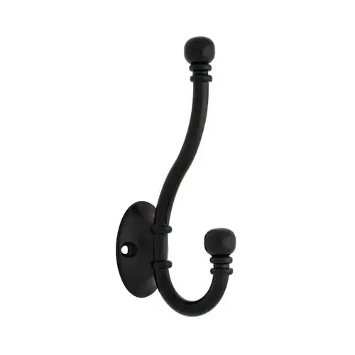 Ball End Coat and Hat Hooks, 5-3/16" Height Flat Black