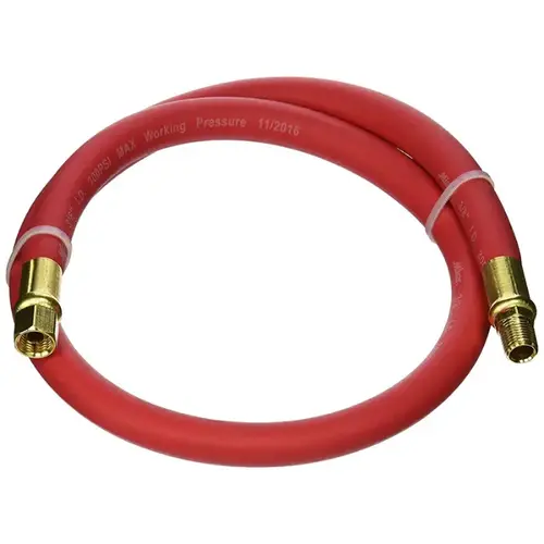 Milton Air Leader Hose, 3/8" x 3 ft Rubber Hose - 1/4" NPT Brass Ends 300 Max PSI Milton Air Leader Hose, 3/8" x 3 ft Rubber Hose - 1/4" NPT Brass Ends 300 Max PSI