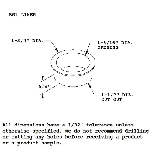 1-3/4" Grommet Sleeve for 1-1/2" Hole, Matte Black 1-3/4" Grommet Sleeve for 1-1/2" Hole, Matte Black