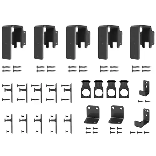 Round Rail Bypass Hardware Kit for Rolling Barn Doors, Black Round Rail Bypass Hardware Kit for Rolling Barn Doors, Black