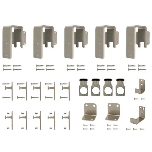 Round Rail Bypass Hardware Kit for Rolling Barn Doors, Satin Nickel Round Rail Bypass Hardware Kit for Rolling Barn Doors, Satin Nickel