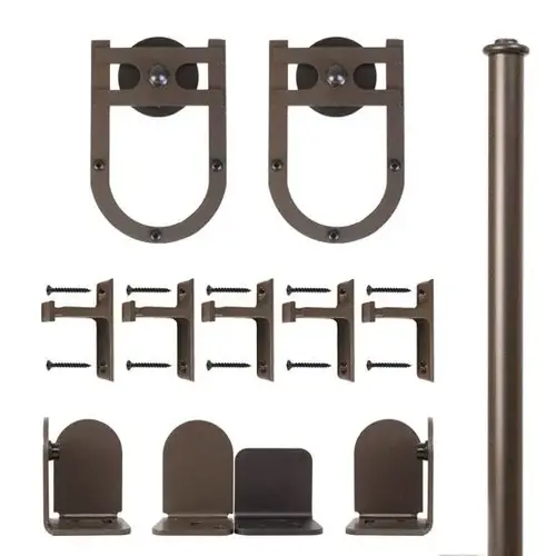 6 Foot Rolling Door Hardware Kits Horseshoe, Bronze, Oil Rubbed Bronze
