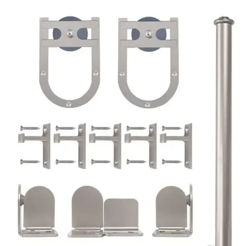 6 Foot Rolling Door Hardware Kits Horseshoe, Satin Nickel, Satin Nickel 6 Foot Rolling Door Hardware Kits Horseshoe, Satin Nickel, Satin Nickel