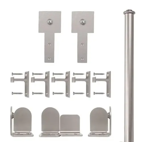 6 Foot Rolling Door Hardware Kits Rolling Door Cube Stick Hardware Kit, Satin Nickel
