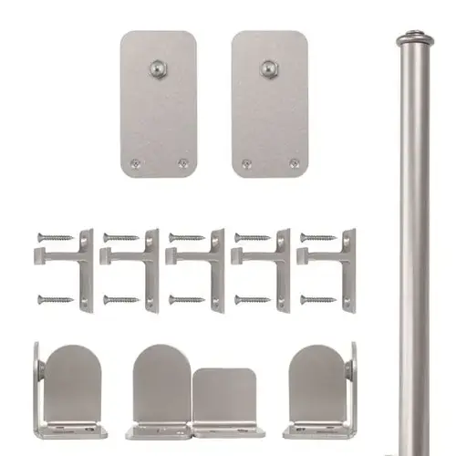 6 Foot Rolling Door Hardware Kits Basic Rectangle Hardware Kit with Long Bracket, Satin Nickel