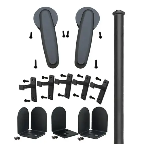 6 Foot Rolling Door Hardware Kits Rolling Door Vista Hardware, Long Bracket, Black 6 Foot Rolling Door Hardware Kits Rolling Door Vista Hardware, Long Bracket, Black