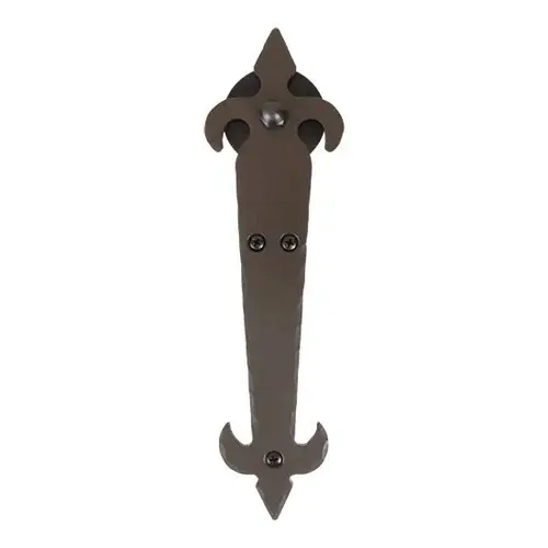 Fleur-De-Lis Style Strap with Roller Front Mount for Rolling Barn Doors, Black Fleur-De-Lis Style Strap with Roller Front Mount for Rolling Barn Doors, Black