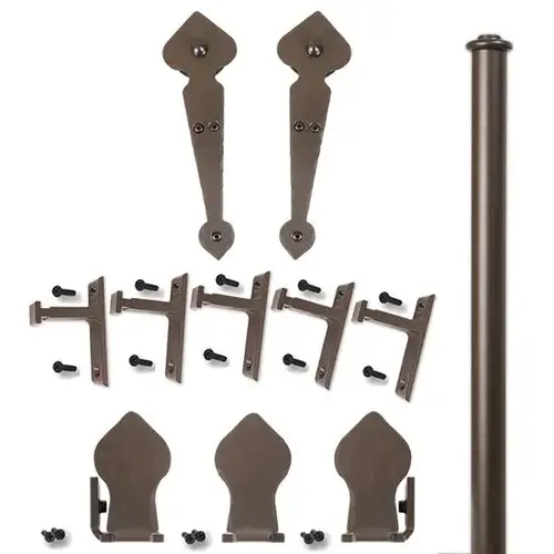 6 Foot Rolling Door Hardware Kits Complete Spade with Short Brackets, Bronze
