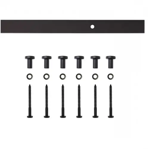 72" Flat Rail for Rolling Barn Doors with 5 Mounting Brackets, Black 72" Flat Rail for Rolling Barn Doors with 5 Mounting Brackets, Black