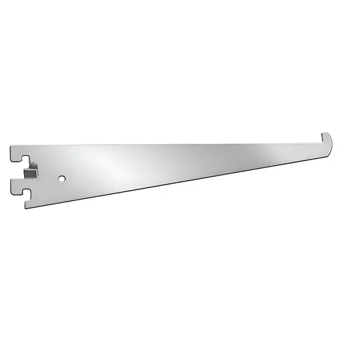 Shelf Brkt Zinc 18, Tempered Steel Material, Single Slotted Style, 18" Depth, Brillatone (Zinc) Finish, Standard Duty Application