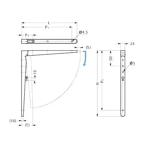 Folding Bracket, with Stopper 304 Stainless Steel
