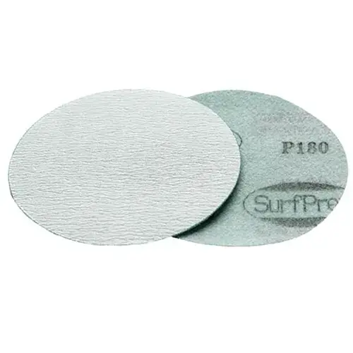6" 180 Grit No Hole Aluminum Oxide PSA Sanding Disc on Film, Silver