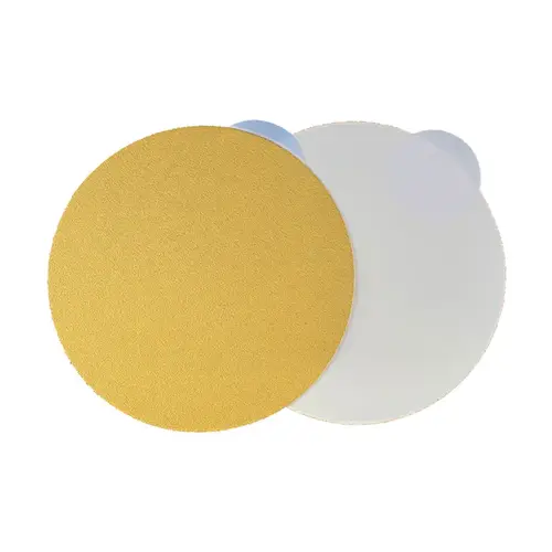 5" 400 Grit No Hole Aluminum Oxide PSA Latex Sanding Disc on C-Weight Paper, Gold