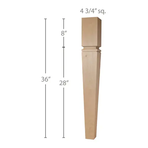 36" x 5" x 5" Mission Tapered Island Column, Alder