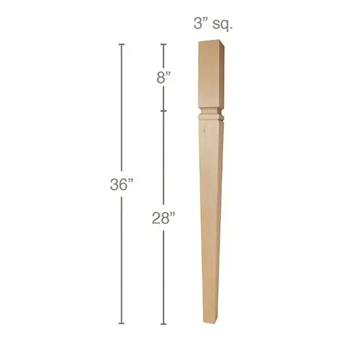 36" x 3" x 3" Mission Tapered Island Column, Maple 36" x 3" x 3" Mission Tapered Island Column, Maple