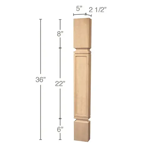 36" x 2-1/2" x 5" Mission Island Split Column, Maple 36" x 2-1/2" x 5" Mission Island Split Column, Maple