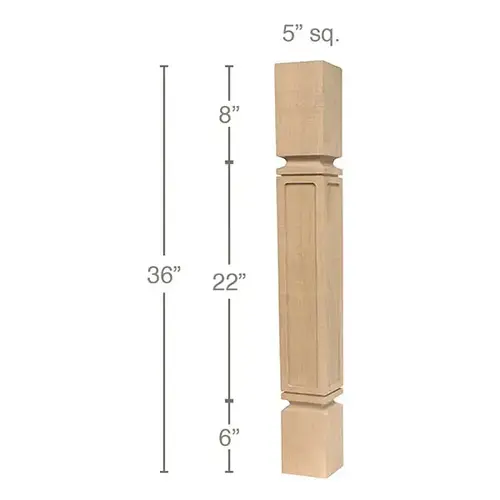 36" x 5" x 5" Mission Island Column, Alder 36" x 5" x 5" Mission Island Column, Alder