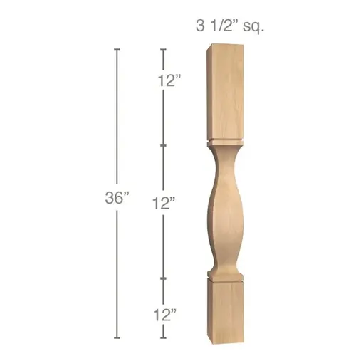 36" x 3-1/2" x 3-1/2" Classic Cam Island Column, Alder