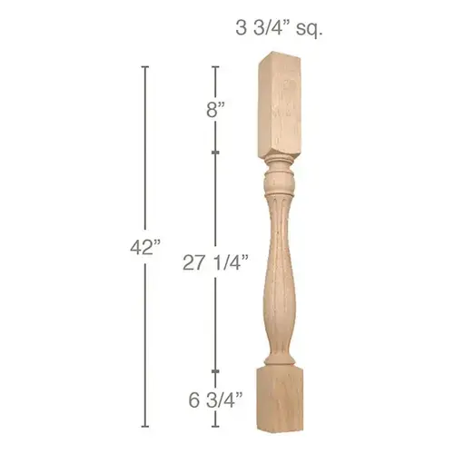 42" x 3-3/4" x 3-3/4" Traditional Fluted Bar Column, Maple 42" x 3-3/4" x 3-3/4" Traditional Fluted Bar Column, Maple