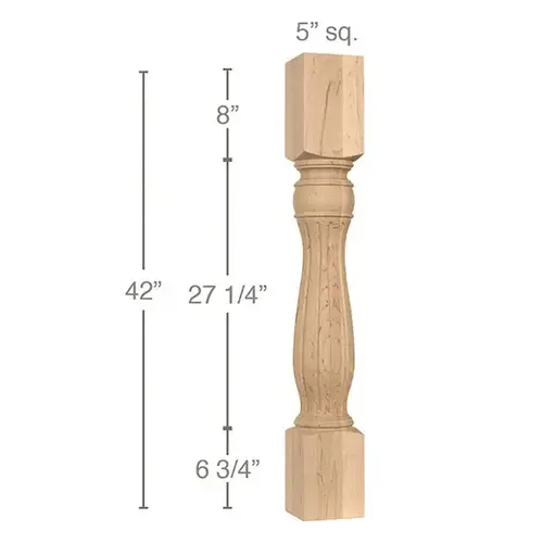 42" x 5" x 5" Traditional Fluted Bar Column, Maple 42" x 5" x 5" Traditional Fluted Bar Column, Maple