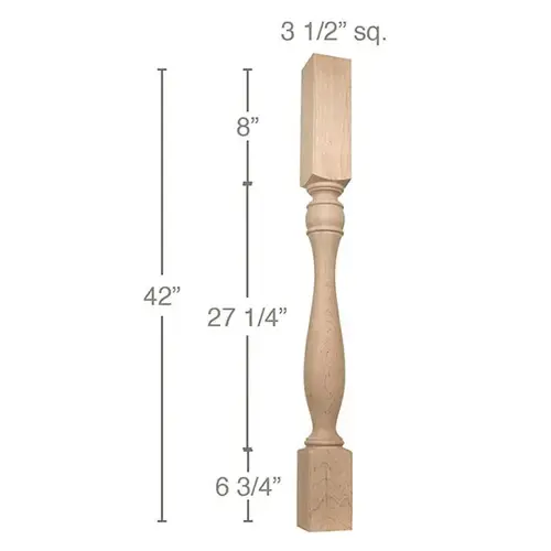 42" x 3-1/2" x 3-1/2" Traditional Bar Column, Cherry 42" x 3-1/2" x 3-1/2" Traditional Bar Column, Cherry