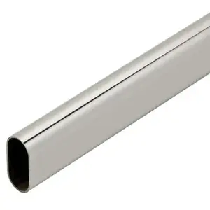 Pro Value Series 53315 48 020 Dull Chrome 1-1/8"H x 5/8"W x 8 ftL Oval Closet Rod, Aluminum