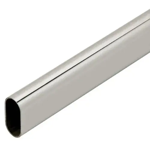 Dull Chrome 1-1/8"H x 5/8"W x 8 ftL Oval Closet Rod, Aluminum