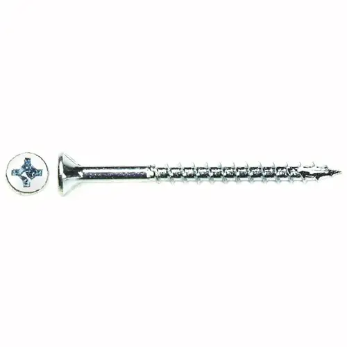 #8 x 1-1/4" Flat Head Assembly Screw Phillips Drive - Type 17 Auger Point Coarse Thread Zinc, - 9000/Box #8 x 1-1/4" Flat Head Assembly Screw Phillips Drive - Type 17 Auger Point Coarse Thread Zinc, - 9000/Box