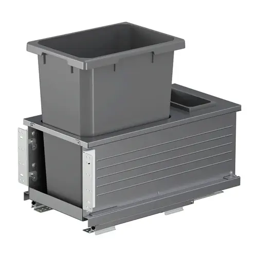ENVI BMT 11-1/4" Carbon Steel Gray Bottom Mount Waste Pullout with 1-50 Quart Carbon steel grey Bin Soft-Close