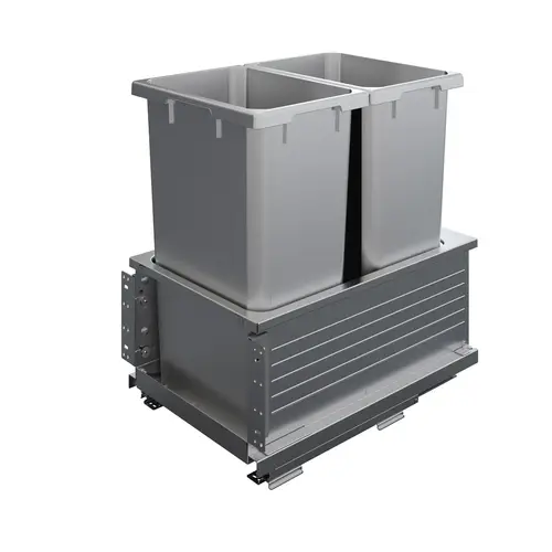 ENVI BMT 14-1/3" Platinum Bottom Mount Waste Pullout with 2-35 Quart Platinum Bins Soft-Close