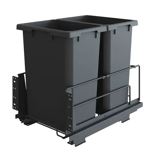 ENVI BMT 14-1/3" Carbon Steel Gray Bottom Mount Waste Pullout with 2-50 Quart Carbon steel grey Bins Soft-Close ENVI BMT 14-1/3" Carbon Steel Gray Bottom Mount Waste Pullout with 2-50 Quart Carbon steel grey Bins Soft-Close