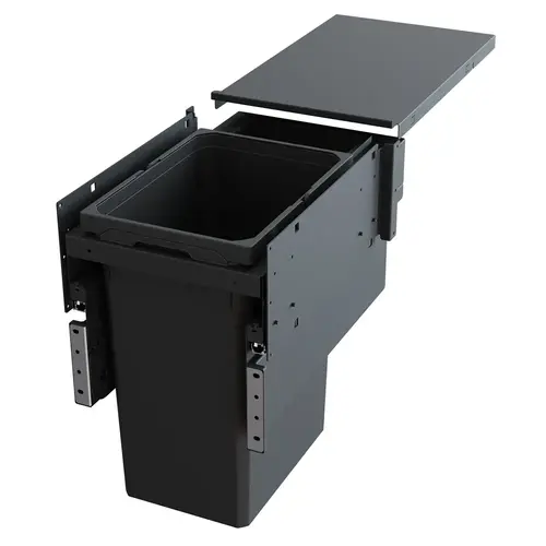 VS ENVI 13-1/2" 1-31 Quart Top-Mount Waste Pullout with Grey Bin and Soft-Close Slides
