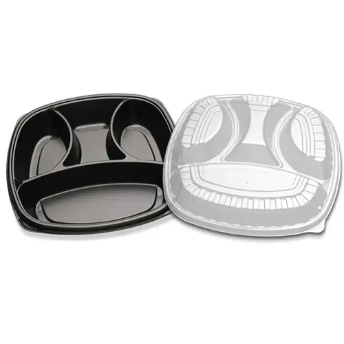 CONTAINER 14 INCH 4 COMPARTMENT PLASTIC WITH LID