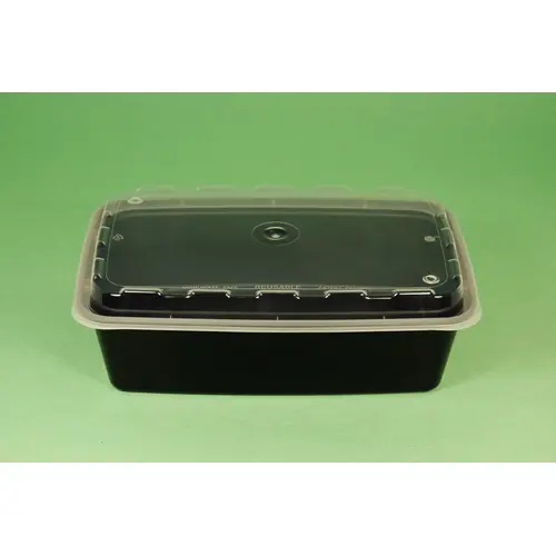 Cubeware 38 Ounce Rectangular Black & Clear Vented Lid, 150 Set