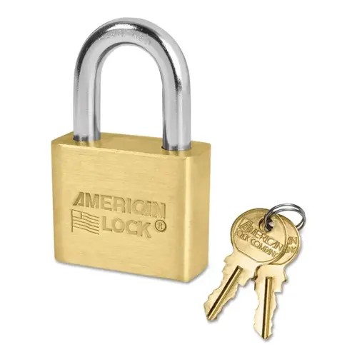 Solid Brass Padlock, 5/16 in dia, 1-1/8 in L, 3/4 in W, Keyed Alike, Keyed - E638 Solid Brass Padlock, 5/16 in dia, 1-1/8 in L, 3/4 in W, Keyed Alike, Keyed - E638