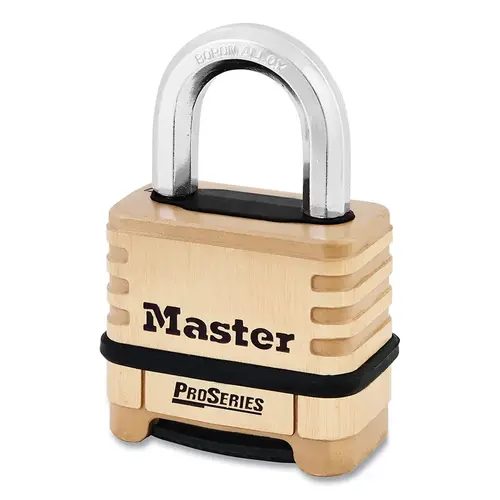 ProSeries  Resettable Combination Padlock, 3/8 in dia x 15/16 in W x 1-1/16 in H Shackle, Brass, Carded - pack of 4