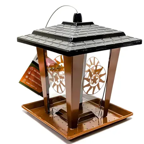 Seed Lantern Feeder, Sun, Star, 3 lb, Metal, Brown, 10.26 in H, Hanging/Pole Mounting - pack of 2