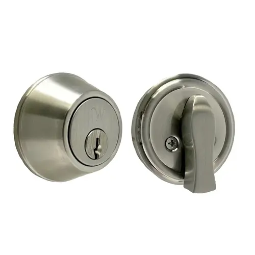 Heavy Single Cylinder Deadbolt with a Satin Nickel Finish Heavy Single Cylinder Deadbolt with a Satin Nickel Finish