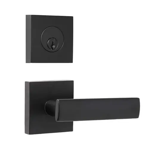  Deadbolt with Passage Utica Lever with Adjustable latch and Square/ Round Corner Full Lip Strike Matte Black Finish