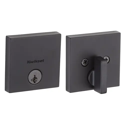 Downtown Square Contemporary Low Profile Single Cylinder SmartKey Deadbolt with 6AL Latch and STRKP Strike Pack which includes Square Corner, Round Corner and 5303 Round Corner Full Lip Strikes KA3 Matte Black Finish Downtown Square Contemporary Low Profile Single Cylinder SmartKey Deadbolt with 6AL Latch and STRKP Strike Pack which includes Square Corner, Round Corner and 5303 Round Corner Full Lip Strikes KA3 Matte Black Finish