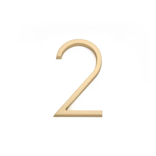 7" Modern # 2 House Number Satin Brass Finish 7" Modern # 2 House Number Satin Brass Finish