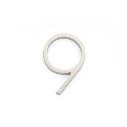 7" Modern # 9 House Number Satin Nickel Finish 7" Modern # 9 House Number Satin Nickel Finish