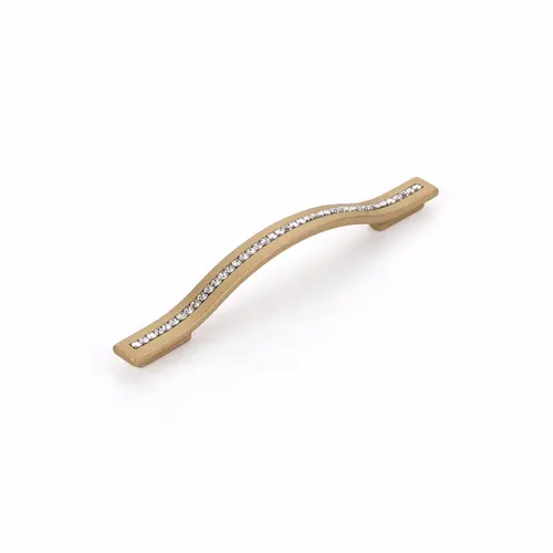 128mm to 160mm Center to Center Skyevale Cabinet Pull with Crystals Signature Satin Brass Finish 128mm to 160mm Center to Center Skyevale Cabinet Pull with Crystals Signature Satin Brass Finish