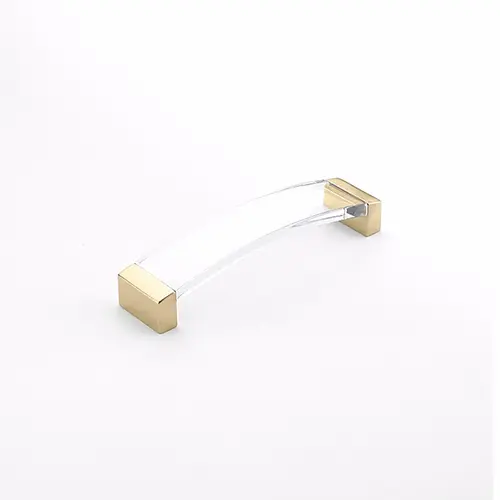 5-1/16" Center to Center Positano Arch Clear Cabinet Pull Signature Satin Brass Finish 5-1/16" Center to Center Positano Arch Clear Cabinet Pull Signature Satin Brass Finish