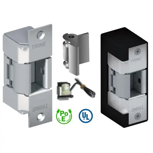 Electric Strike for Cylindrical, Mortise, and Rim Panic Exit Devices EN400 with 12 and 24 Volt DC Satin Stainless Steel Finish