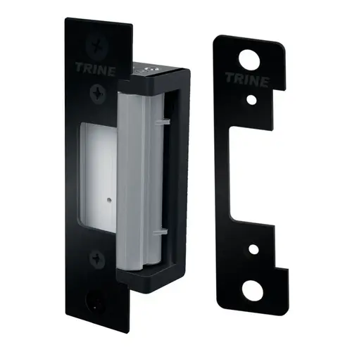 Electric Strike for Cylindrical Locks and Deadlatches with 4 Faceplates of CC and CCRD Black Finish