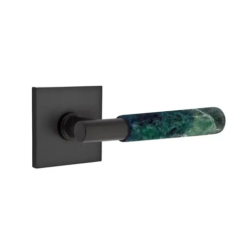 T-Bar Stem Green Marble Lever Dummy Pair with Square Rose for 1-1/4" to 2" Door Flat Black Finish T-Bar Stem Green Marble Lever Dummy Pair with Square Rose for 1-1/4" to 2" Door Flat Black Finish