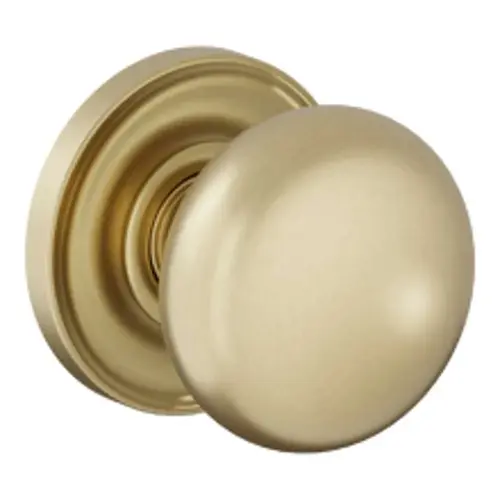 Preconfigured 5083 2-1/2" Baltimore Knob with 5048 Rose Passage Lock with 2-3/8" Backset and Full Lip Strike Lifetime Satin Brass Finish Preconfigured 5083 2-1/2" Baltimore Knob with 5048 Rose Passage Lock with 2-3/8" Backset and Full Lip Strike Lifetime Satin Brass Finish